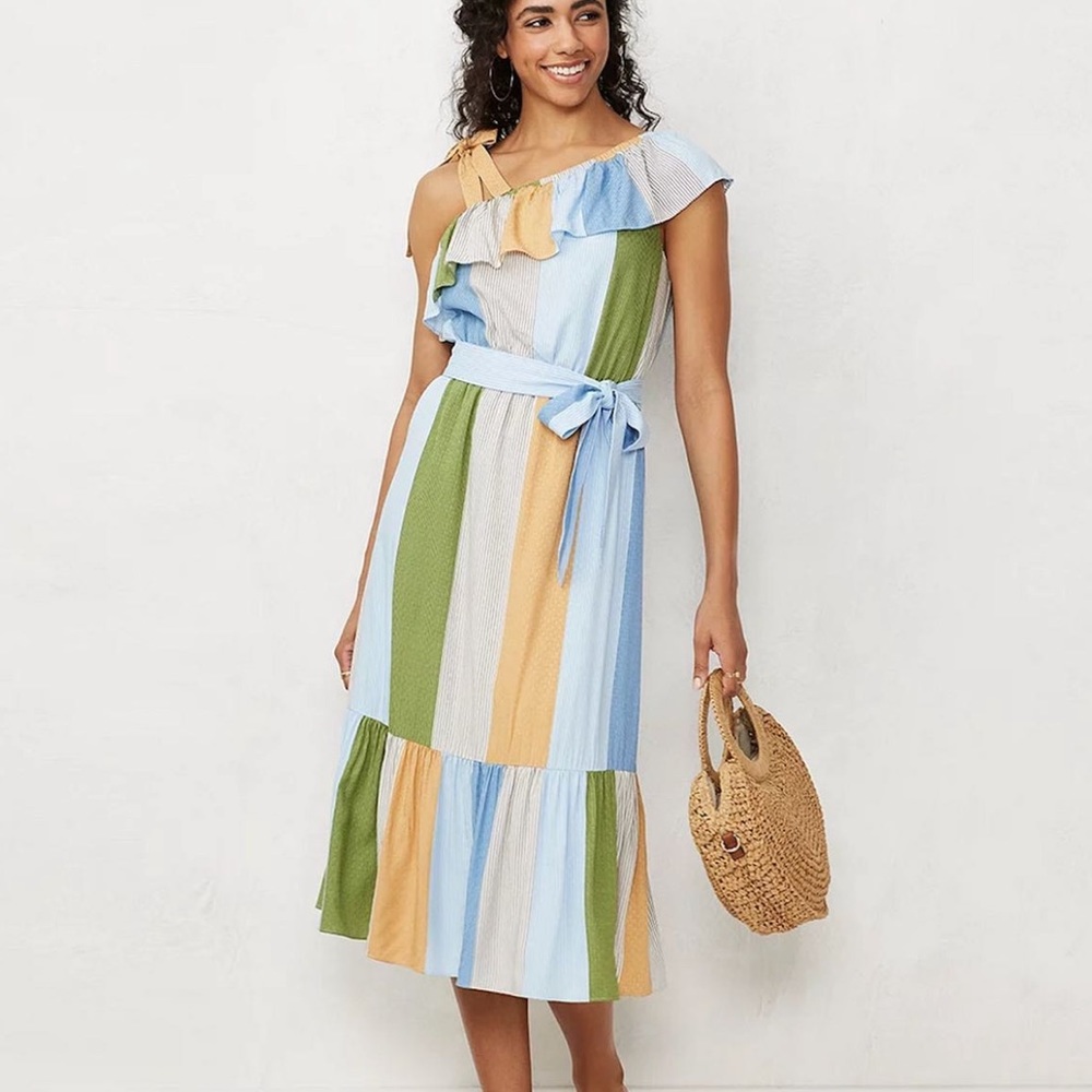 NWOT LC Lauren Conrad One-Shoulder Midi Dress Size Large